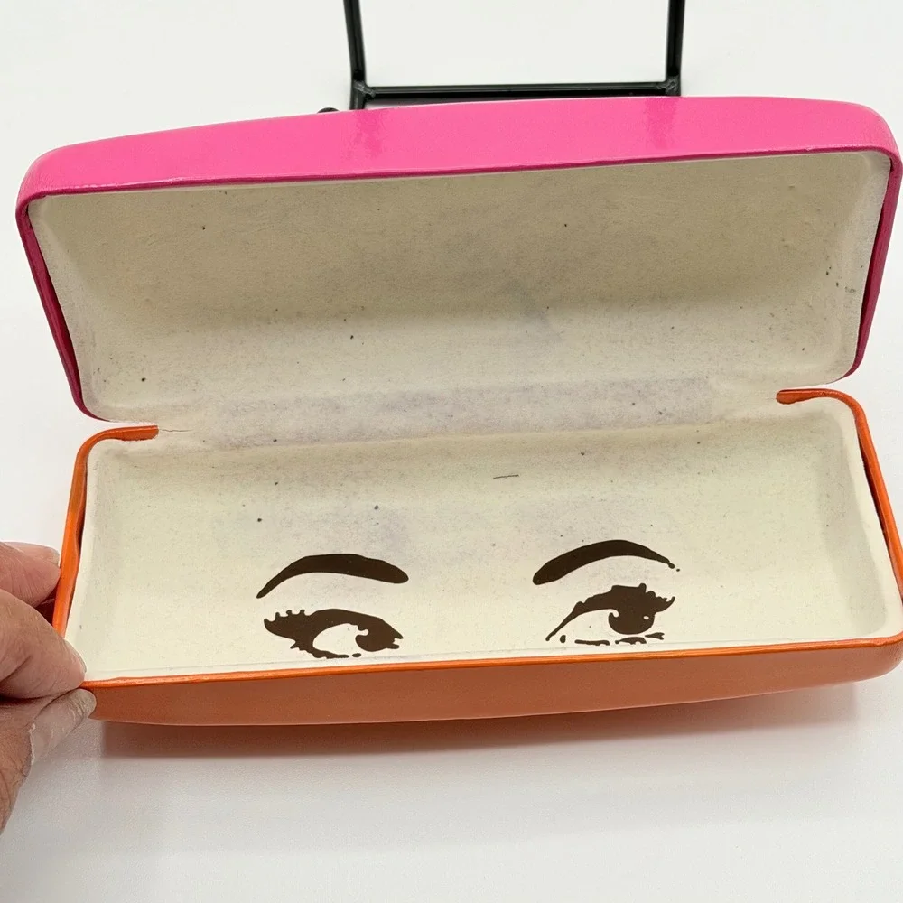 Kate Spade Eyeglass Case Pink Orange Hard Shell Colorblock Preppy Y2K Vibrant